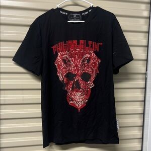 Philipp Plein Black Tee with Red Graphic